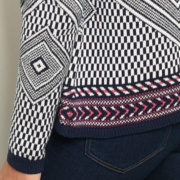 ♦️Navy Fold Line Pattern Sweater Cardigan - Picture 5 of 6